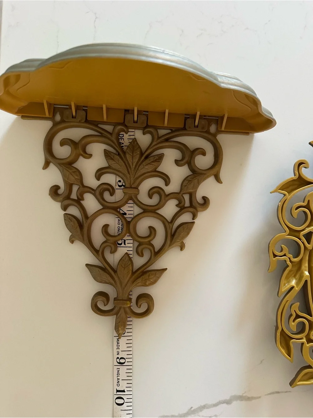 Vintage Syroco Hollywood Regency style small wall mirror & shelf set